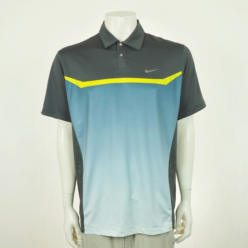 Tiger Woods TW Collection Nike Golf Polo Shirt Mens Medium Gray Jacquard Blend